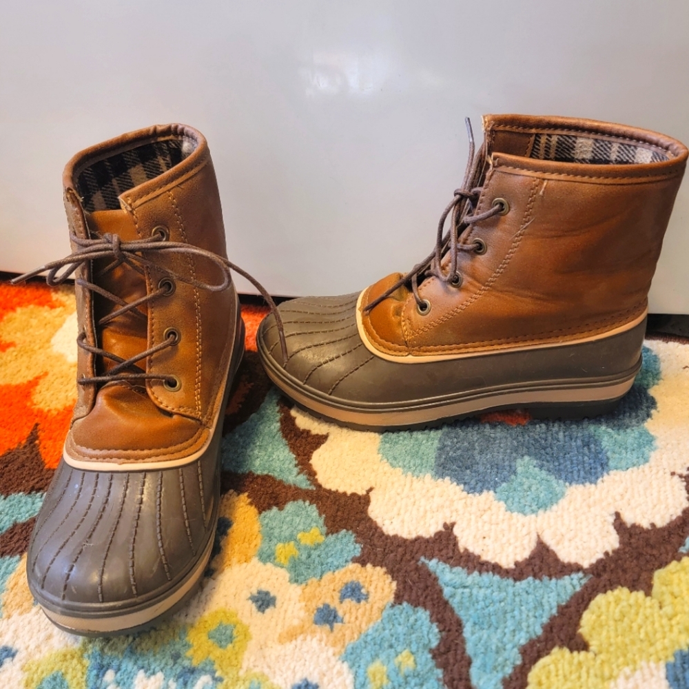 Blue suede shoes brand genuine suede leather and rubber waterproof duck boots